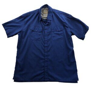 Drake Mens Shirt Medium Blue Short Sleeve Button-Up Casual Classic Outdoors